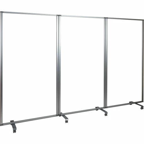 Flash Furniture 3 Panel Transparent Acrylic Mobile Partition with Lockable Casters-106-1/2"W x 72"H - Image 7