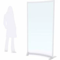 Quantum Curved Rigid Stationary Floor Partition, 1-Panel, 36"W x 72"H, Clear, Aluminum Frame