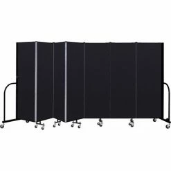 Screenflex Portable Room Divider - 7 Panel - 6'H x 13'1"W - Charcoal Black
