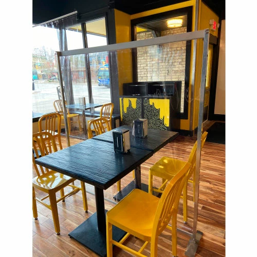 Global Industrial Floor Supported Portable Personal Safety Partition 6'W x 8'H - Clear - Image 2