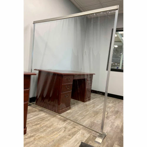 Global Industrial Floor Supported Portable Personal Safety Partition 6'W x 8'H - Clear - Image 4