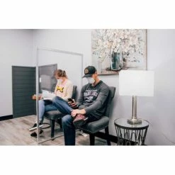 Global Industrial™ Floor Supported Portable Personal Safety Partition 3'W x 5'H - Clear