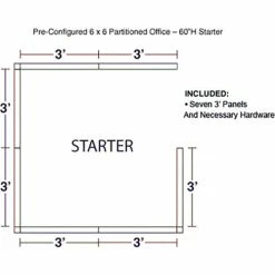 Interion By Global Industrial Interion® Pre-Configured Office Cubicle - 6'W x 6'D x 60"H - Starter Kit - Gray