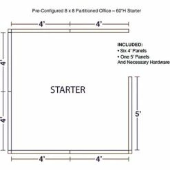 Interion By Global Industrial Interion® Pre-Configured Office Cubicle - 8'W x 8'D x 60"H - Starter Kit - Blue