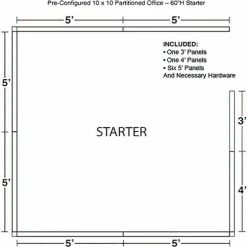 Interion By Global Industrial Interion® Pre-Configured Office Cubicle - 10'W x 10'D x 60"H - Starter Kit - Blue