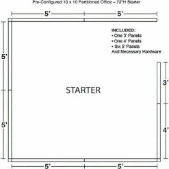Interion By Global Industrial Interion® Pre-Configured Office Cubicle - 10'W x 10'D x 72"H - Starter Kit - Blue