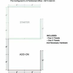 Interion By Global Industrial Interion® Pre-Configured Office Cubicle - 8'W x 8'D x 60"H - Add-On Kit - Gray