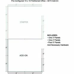 Interion By Global Industrial Interion® Pre-Configured Office Cubicle - 10'W x 10'D x 60"H - Add-On Kit - Blue