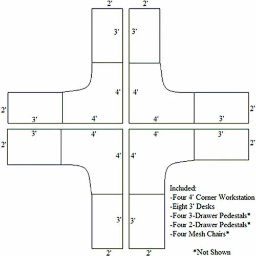 Interion By Global Industrial Interion® Pre-Configured 4 Person Office Cubicle - Image 4