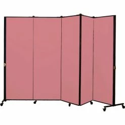 Screenflex Healthflex Portable Medical Privacy Screen, 5-Panel, Rose