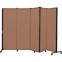 Screenflex Healthflex Portable Medical Privacy Screen, 5-Panel, Vinyl Sandalwood
