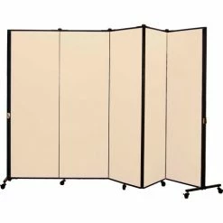 Screenflex Healthflex Portable Medical Privacy Screen, 5-Panel, Vinyl Hazelnut
