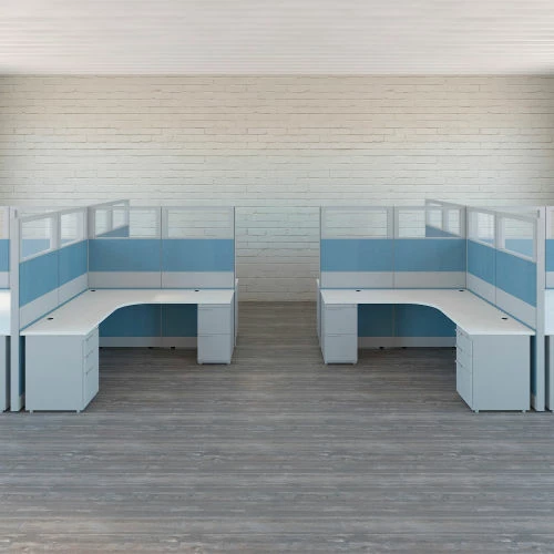 Interion By Global Industrial Interion® Modular Partition Stacking Panel with Glass, 48"W x 16"H - Image 15