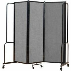 National Public Seating NPS® Mobile Room Divider, Fabric, 6'W x 6' H, 3 Panels, Gray