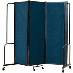 National Public Seating NPS® Mobile Room Divider, Fabric, 6'W x 6' H, 3 Panels, Blue