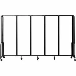 National Public Seating NPS® Mobile Room Divider, Acrylic, 118'W x 6'H, 5 Panels, Clear