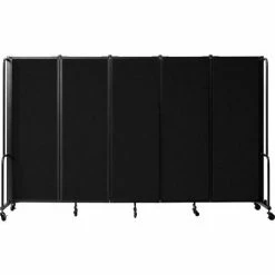 National Public Seating NPS® Mobile Room Divider, Fabric, 118"W x 6' H, 5 Panels, Black