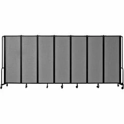 National Public Seating NPS® Mobile Room Divider, Fabric, 164"W x 6' H, 7 Panels, Gray