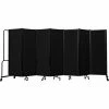 National Public Seating NPS® Mobile Room Divider, Fabric, 164"W x 6' H, 7 Panels, Black