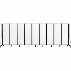 National Public Seating NPS® Mobile Room Divider, Acrylic, 210'W x 6'H, 9 Panels, Clear