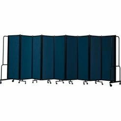 National Public Seating NPS® Mobile Room Divider, Fabric, 210"W x 6' H, 9 Panels, Blue