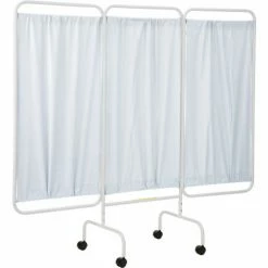 R&B Wire Products PSS-3C Three Panel Mobile Medical Privacy Screen, 81"W x 69"H, White Vinyl Panels