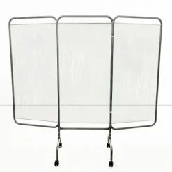 R&B Wire Products R&B Wire Antimicrobial 3 Panel Mobile Barrier, 81"W x 69"H, Clear Vinyl Panels