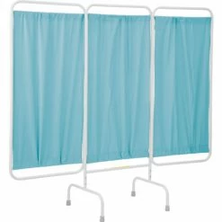 R&B Wire Products R&B Wire Antimicrobial 3 Panel Medical Privacy Screen, 81"W x 69"H, Gry Green Vinyl Panels