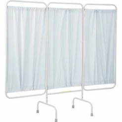 R&B Wire Products R&B Wire Antimicrobial 3 Panel Medical Privacy Screen, 81"W x 69"H, White Vinyl Panels