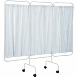R&B Wire Products R&B Wire 3 Panel Mobile Medical Privacy Screen, 81"W x 69"H, White Vinyl Panels