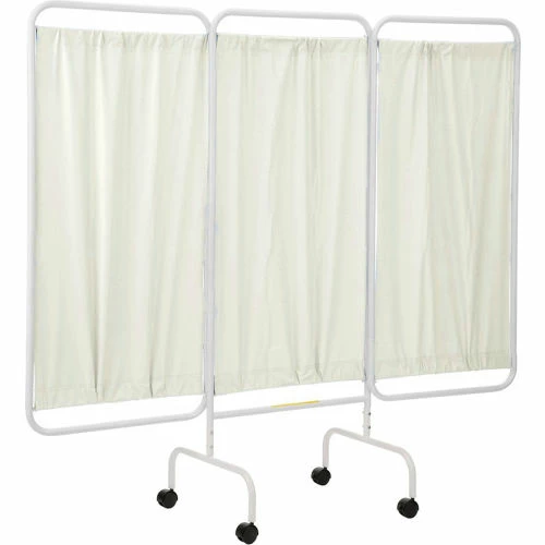 R&B Wire Products R&B Wire Antimicrobial 3 Panel Mobile Medical Privacy Screen, 81"W x 69"H, Cream Vinyl Panels