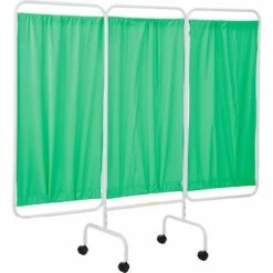 R&B Wire Products R&B Wire 3 Panel Mobile Medical Privacy Screen, 81"W x 69"H, Green Vinyl Panels