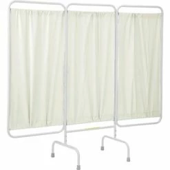 R&B Wire Products R&B Wire Antimicrobial 3 Panel Medical Privacy Screen, 81"W x 69"H, Cream Vinyl Panels