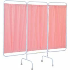 R&B Wire Products R&B Wire Antimicrobial 3 Panel Medical Privacy Screen, 81"W x 69"H, Mauve Vinyl Panels