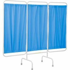 R&B Wire Products R&B Wire 3 Panel Medical Privacy Screen, 81"W x 69"H, Blue Vinyl Panels