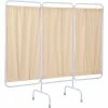 R&B Wire Products Three Panel Stationary Medical Privacy Screen, 81"W x 69"H, Beige Vinyl Panels
