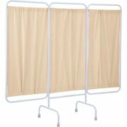 R&B Wire Products Three Panel Stationary Medical Privacy Screen, 81"W x 69"H, Beige Vinyl Panels