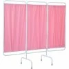 R&B Wire Products Three Panel Stationary Medical Privacy Screen, 81"W x 69"H, Pink Vinyl Panels