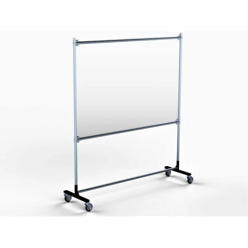 Railex Area Guard 79"H x 72"W High Impact Clear Shield, 72"W x 48"H - Rolling Base - Galv. Frame