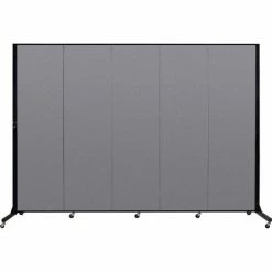 Screenflex 5 Panel Light-Duty Portable Room Divider, 6'5"H x 9'5"W, Fabric Color: Stone