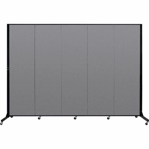 Screenflex 5 Panel Light-Duty Portable Room Divider, 6'5"H x 9'5"W, Fabric Color: Stone