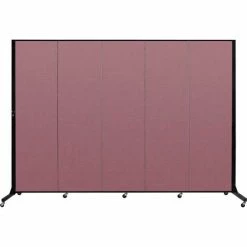 Screenflex 5 Panel Light-Duty Portable Room Divider, 6'5"H x 9'5"W, Fabric Color: Rose