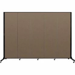 Screenflex 5 Panel Light-Duty Portable Room Divider, 6'5"H x 9'5"W, Fabric Color: Walnut