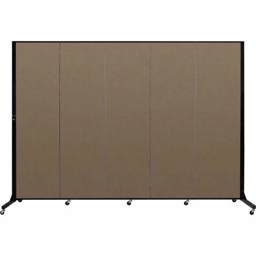 Screenflex 5 Panel Light-Duty Portable Room Divider, 6'5"H x 9'5"W, Fabric Color: Walnut