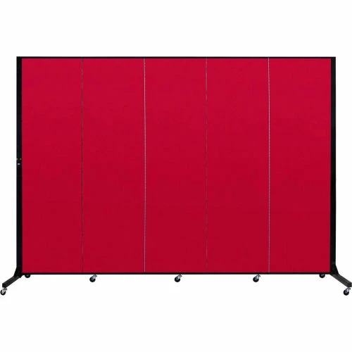 Screenflex 5 Panel Light-Duty Portable Room Divider, 6'5"H x 9'5"W, Fabric Color: Primary Red
