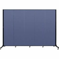 Screenflex 5 Panel Light-Duty Portable Room Divider, 6'5"H x 9'5"W, Fabric Color: PrimaryBlue