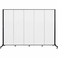 Screenflex 5 Panel Light-Duty Portable Room Divider, 6'5"H x 9'5"W, Fabric Color: White