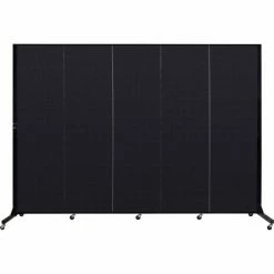 Screenflex 5 Panel Light-Duty Portable Room Divider, 6'5"H x 9'5"W, Fabric Color: Charcoal