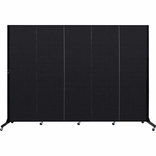 Screenflex 5 Panel Light-Duty Portable Room Divider, 6'5"H x 9'5"W, Fabric Color: Charcoal