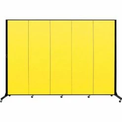 Screenflex 5 Panel Light-Duty Portable Room Divider, 6'5"H x 9'5"W, Fabric Color: Primary Yellow